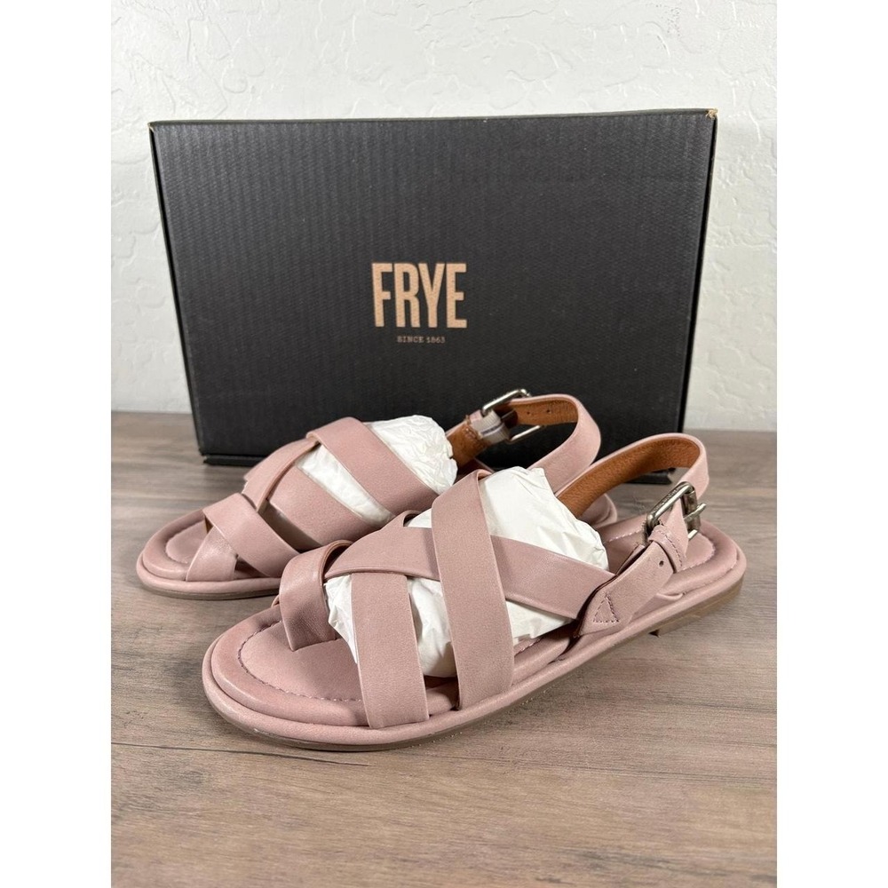 Frye Tait Softy Criss Cross Lilac Strappy Leather Sandals 7.5 M Slinback Shoes